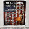 Personalized Dear Daddy Blanket from Daughter Little Girl USA Flag Thank You I Love You Dad Deer Father's Day Birthday Christmas Customized Fleece Blanket | siriusteestore