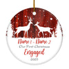 Personalized Deer First Christmas Engaged Ornament Gifts for Couple Spouses Newly Married Anniversary Day Christmas Tree Ornament | siriusteestore