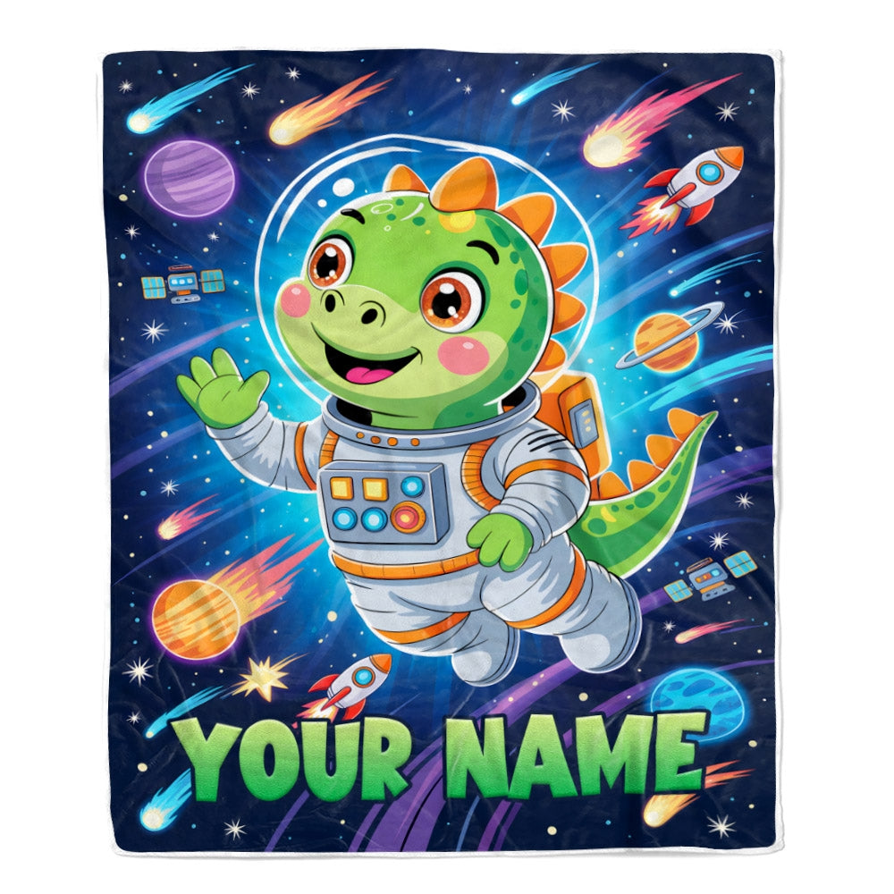 Personalized Dinosaur Baby Blanket For Boys Custom With Name Astronaut Blankets For Kids Custom Toddler Gifts For Birthday Customized Fleece Throw Blanket | siriusteestore