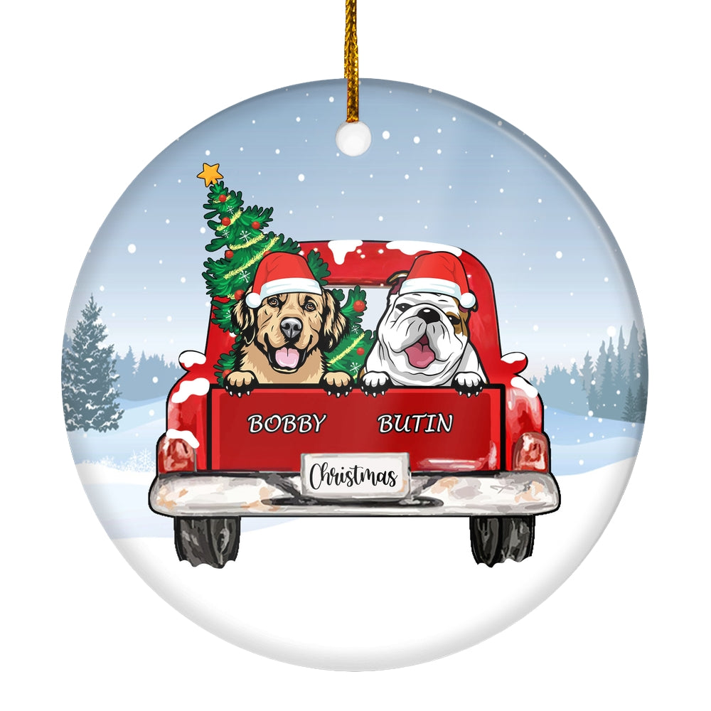 Personalized Dog Ornament Christmas Red Car Pet Custom Gift for Dog Lovers Customized Christmas Tree Ornament | siriusteestore
