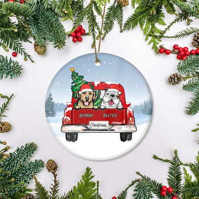 Personalized Dog Ornament Christmas Red Car Pet Custom Gift for Dog Lovers Customized Christmas Tree Ornament | siriusteestore