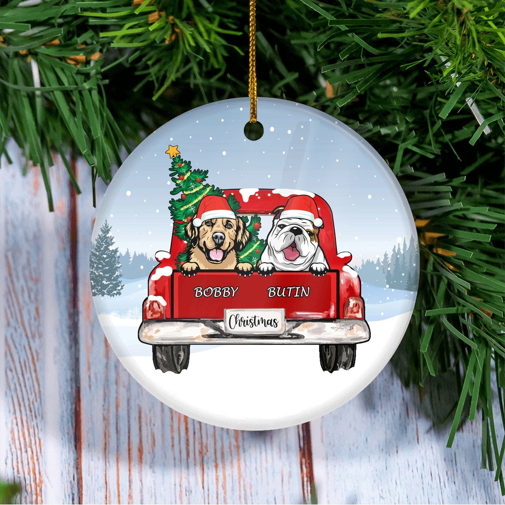 Personalized Dog Ornament Christmas Red Car Pet Custom Gift for Dog Lovers Customized Christmas Tree Ornament | siriusteestore