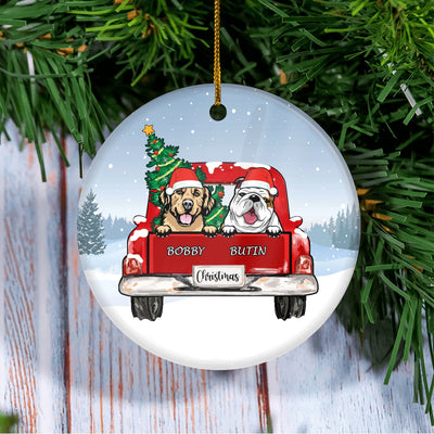 Personalized Dog Ornament Christmas Red Car Pet Custom Gift for Dog Lovers Customized Christmas Tree Ornament | siriusteestore