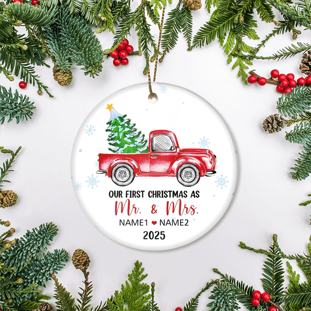 Personalized First Christmas As Mr And Mrs Ornament Married 2024 Custom Name Decoration Customized Christmas Tree Ornament | siriusteestore