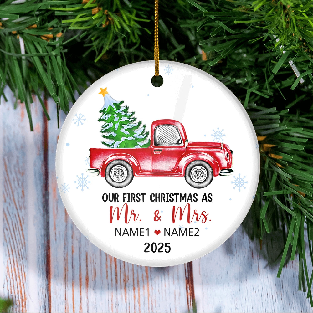 Personalized First Christmas As Mr And Mrs Ornament Married 2024 Custom Name Decoration Customized Christmas Tree Ornament | siriusteestore