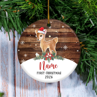 Personalized First Christmas Baby Ornament Custom Baby's Name Cute Deer First Christmas Baby (01) Customized Ornament | siriusteestore