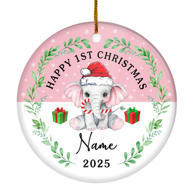 Personalized First Christmas Baby Ornament Custom Baby's Name Cute Elephant First Christmas Baby (04) Customized Christmas Tree Ornament | siriusteestore