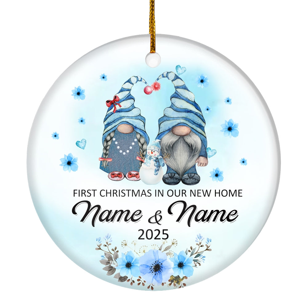 Personalized First Christmas In Our New Home Ornament 2024 Newlywed Couple Gnomes Hanukkah Customized Christmas Tree Ornament | siriusteestore