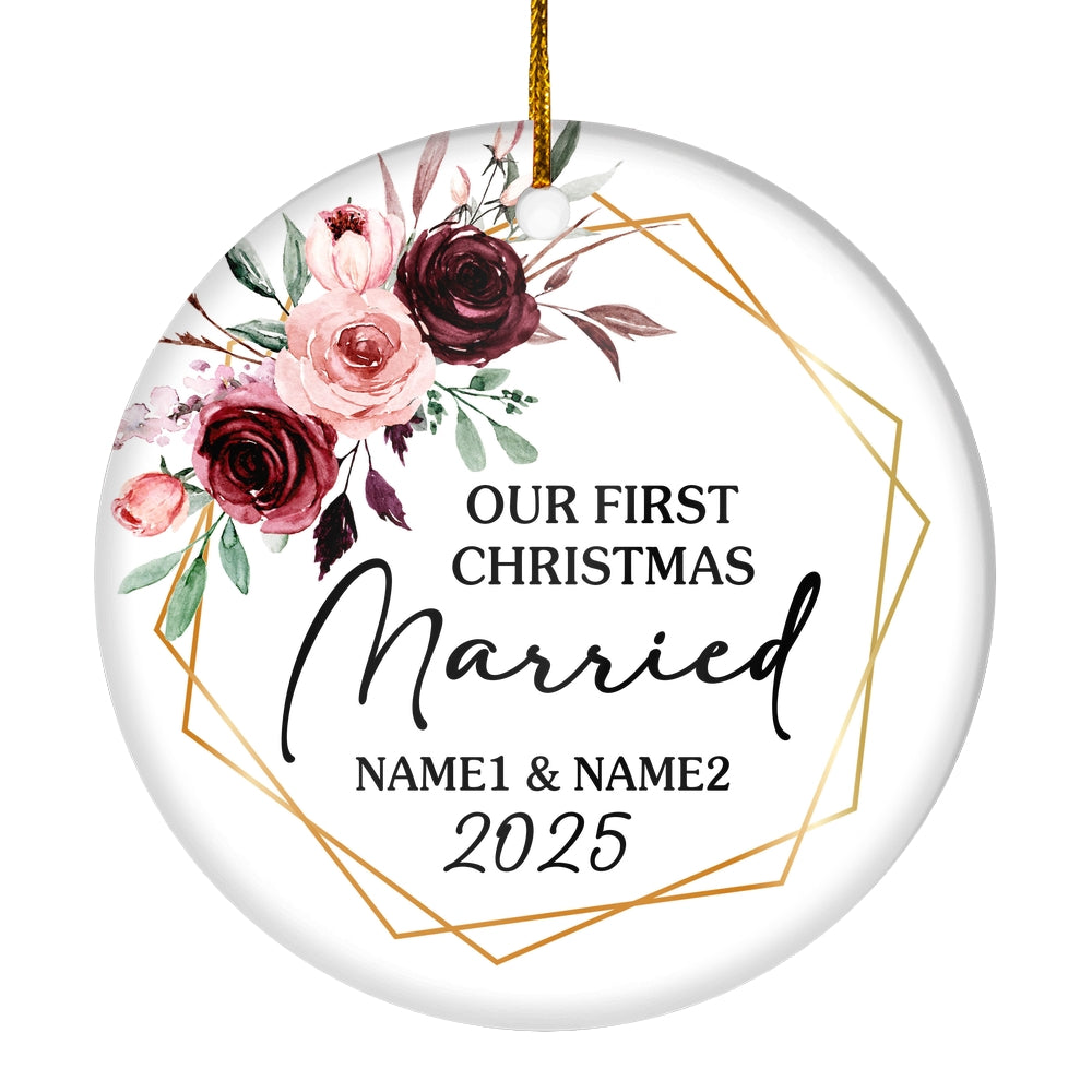 Personalized First Christmas as Mr and Mrs Ornament Just Married Wedding First Christmas Engaged Custom Name Decoration (24) Customized Christmas Tree Ornament | siriusteestore