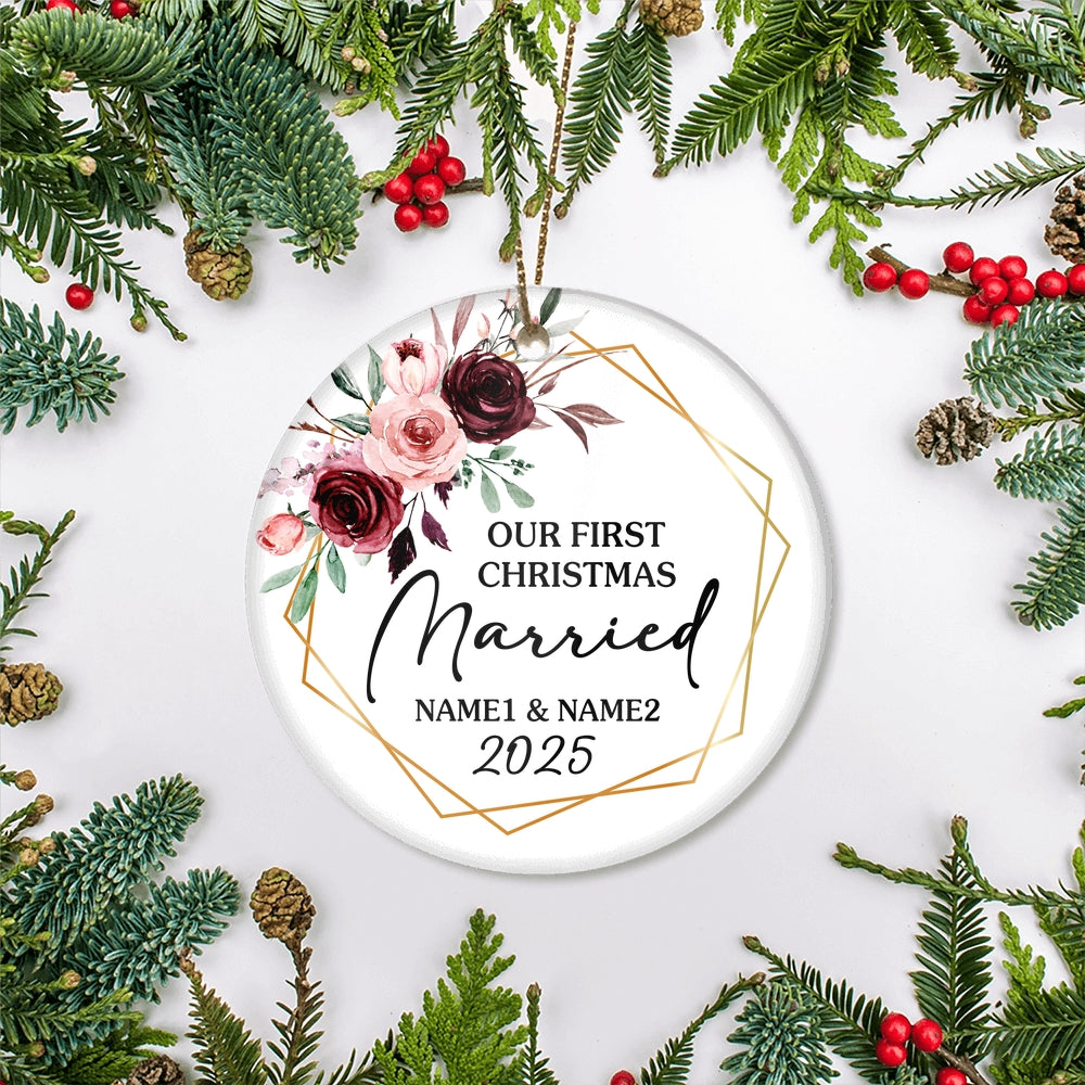 Personalized First Christmas as Mr and Mrs Ornament Just Married Wedding First Christmas Engaged Custom Name Decoration (24) Customized Christmas Tree Ornament | siriusteestore