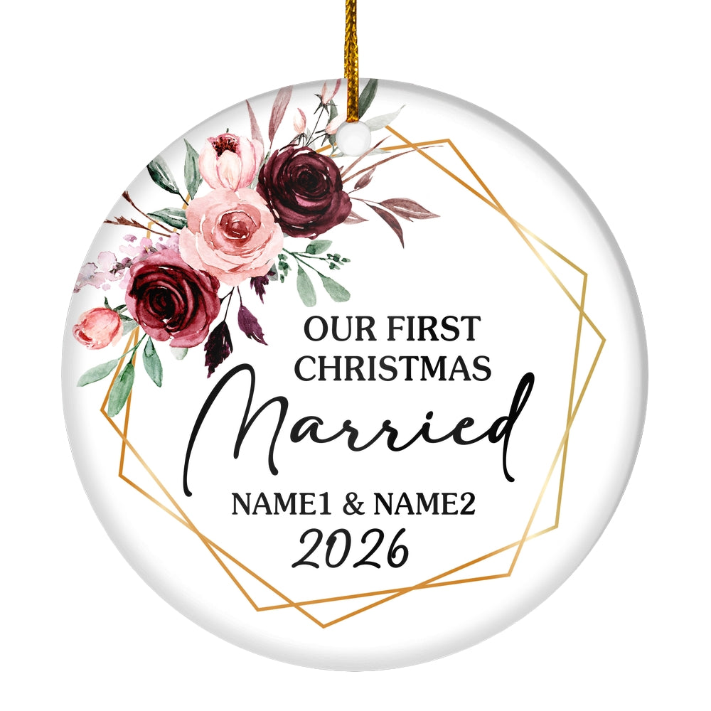 Personalized First Christmas as Mr and Mrs Ornament Just Married Wedding First Christmas Engaged Custom Name Decoration (24) Customized Ornament | siriusteestore
