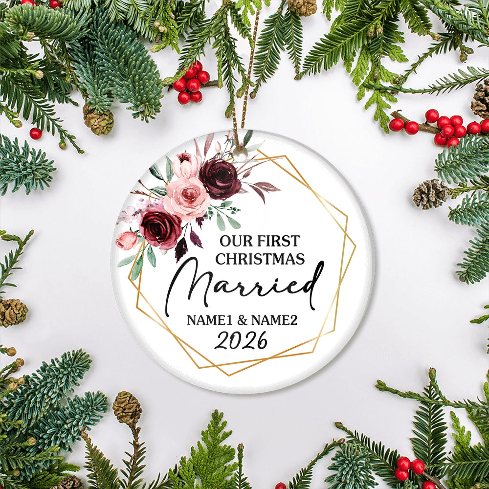 Personalized First Christmas as Mr and Mrs Ornament Just Married Wedding First Christmas Engaged Custom Name Decoration (24) Customized Ornament | siriusteestore