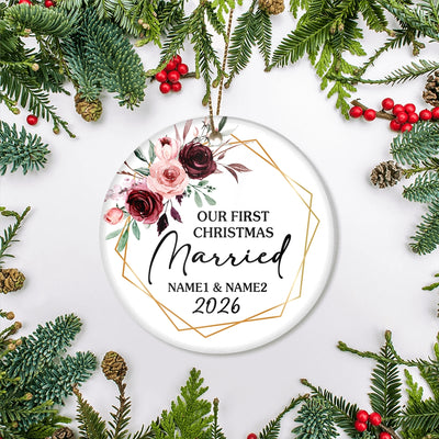 Personalized First Christmas as Mr and Mrs Ornament Just Married Wedding First Christmas Engaged Custom Name Decoration (24) Customized Ornament | siriusteestore