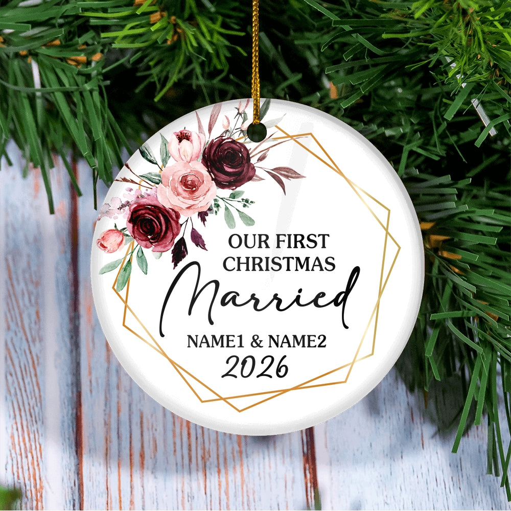 Personalized First Christmas as Mr and Mrs Ornament Just Married Wedding First Christmas Engaged Custom Name Decoration (24) Customized Ornament | siriusteestore