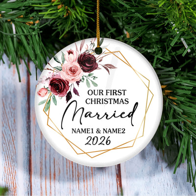Personalized First Christmas as Mr and Mrs Ornament Just Married Wedding First Christmas Engaged Custom Name Decoration (24) Customized Ornament | siriusteestore