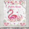 Personalized Flamingo Blanket Custom With Name Floral Flower Newborn Baby Girl Flamingo Daughter Granddaughter Niece Birthday Christmas Fleece Throw Blanket | siriusteestore