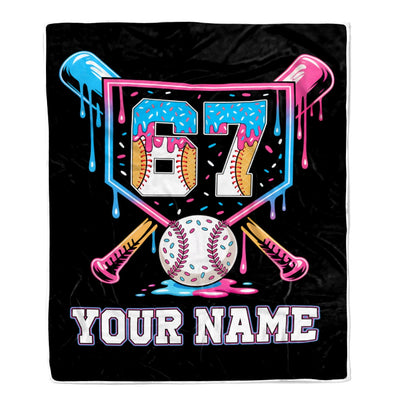 Personalized Funny Drip 67 Baseball Number Custom Name Blanket Bedding Gift For Baseball Fans Teens Adults Kids Son Grandson Birthday Christmas Fleece Blanket | siriusteestore