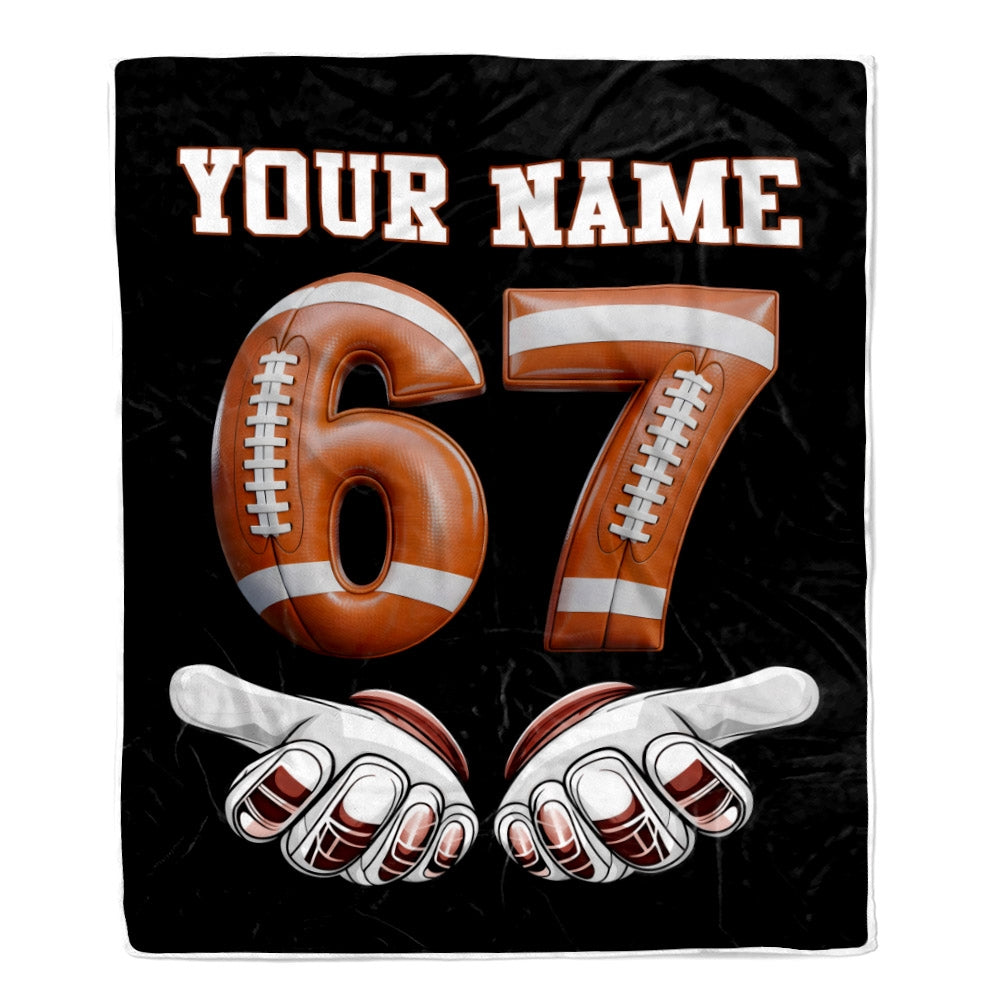 Personalized Funny Football 67 Six Seven Gen Alpha Meme Couch Throw Bedding For Game Day Fans Birthday Christmas Gift Ideas For Football Lovers Fleece Blanket | siriusteestore