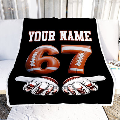 Personalized Funny Football 67 Six Seven Gen Alpha Meme Couch Throw Bedding For Game Day Fans Birthday Christmas Gift Ideas For Football Lovers Fleece Blanket | siriusteestore