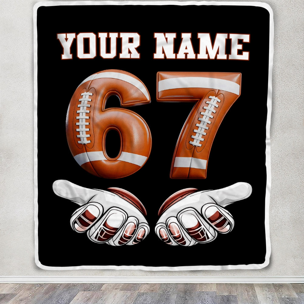 Personalized Funny Football 67 Six Seven Gen Alpha Meme Couch Throw Bedding For Game Day Fans Birthday Christmas Gift Ideas For Football Lovers Fleece Blanket | siriusteestore