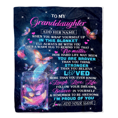 Personalized Gift For My Granddaughter From Grandma Blanket Birthday Present Butterfly I Love You Letter To My Granddaughter Gifts Christmas Fleece Blanket | siriusteestore