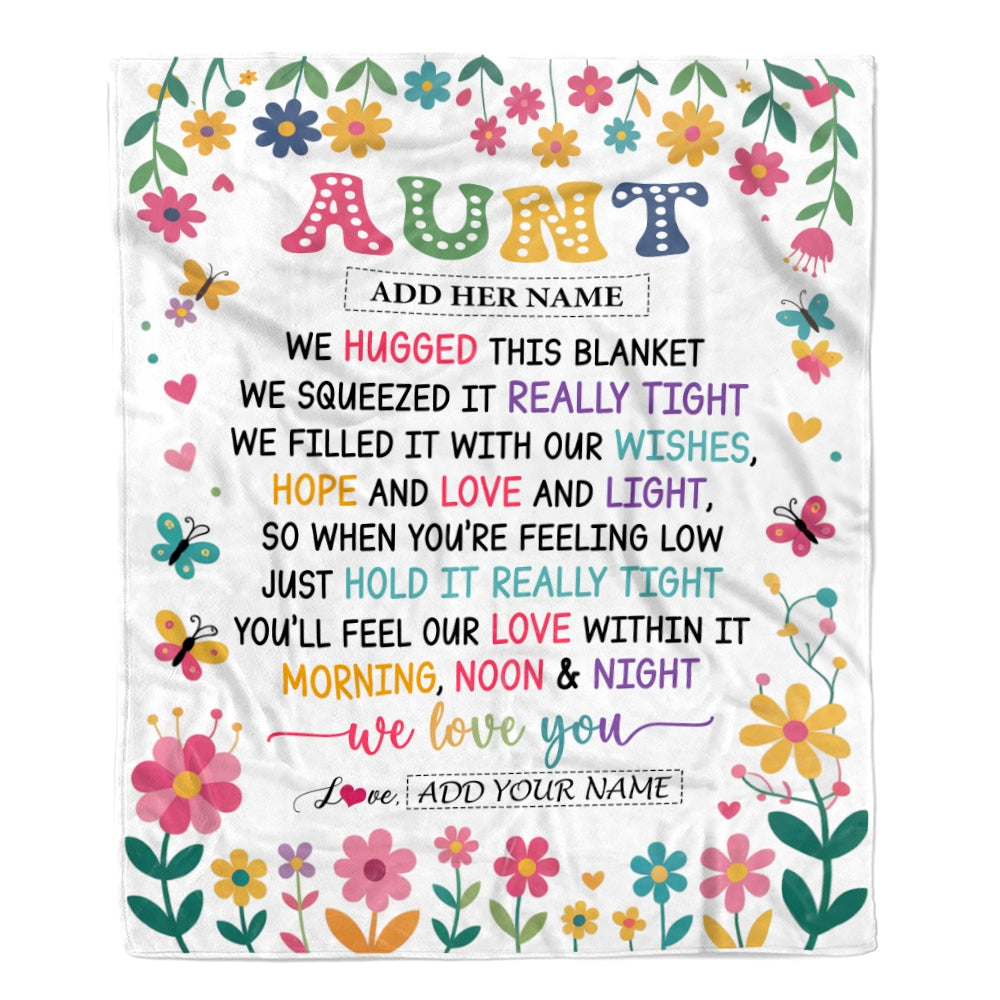 Personalized Gifts For Aunt From Niece Nephew Blanket We Hugged This Blanket Floral Presents Birthday Gift For Aunt Gifts Customized Fleece Throw Blanket | siriusteestore
