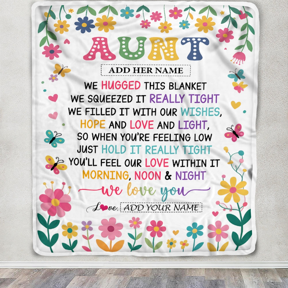 Personalized Gifts For Aunt From Niece Nephew Blanket We Hugged This Blanket Floral Presents Birthday Gift For Aunt Gifts Customized Fleece Throw Blanket | siriusteestore