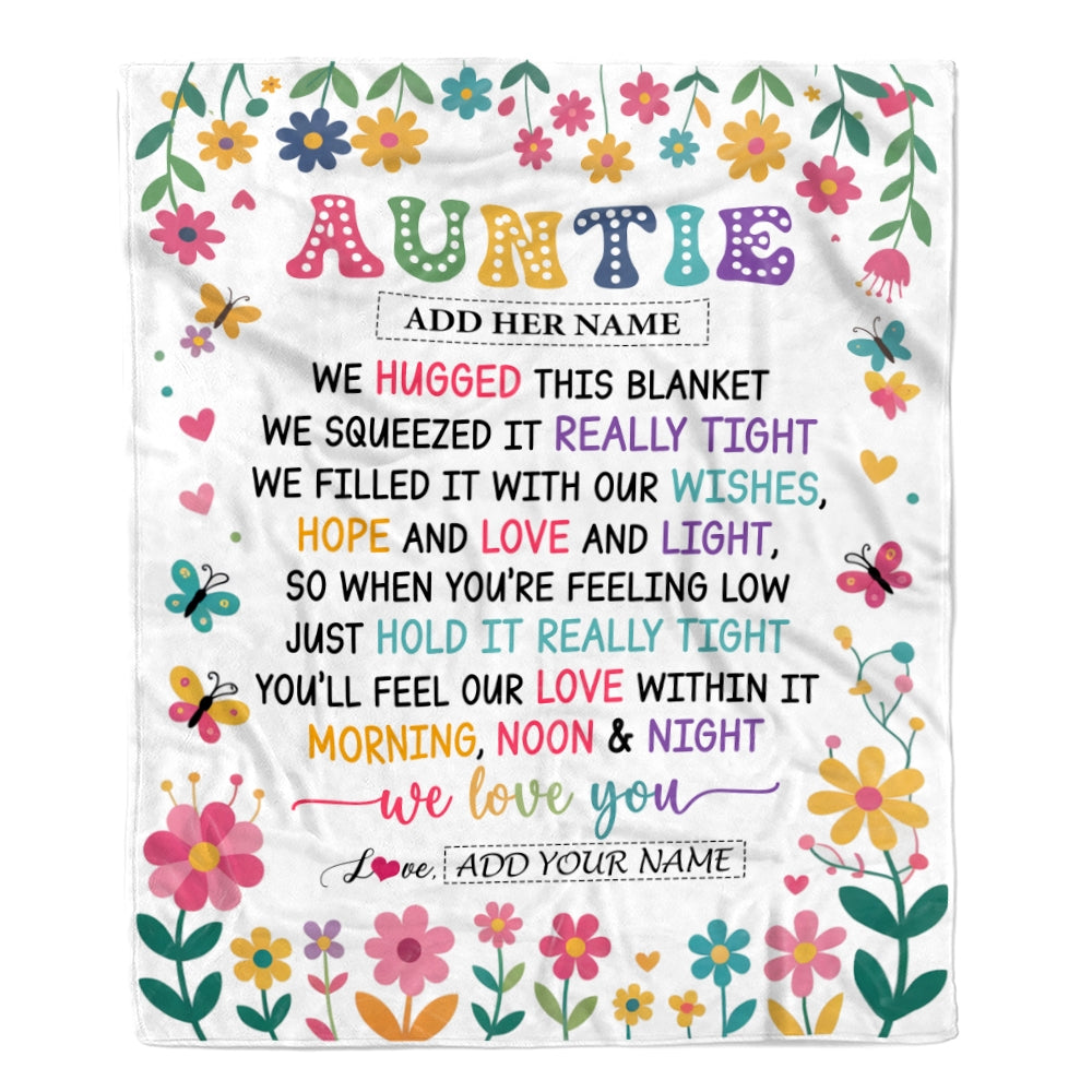 Personalized Gifts For Auntie From Niece Nephew Blanket We Hugged This Blanket Floral Presents Birthday Gift For Auntie Gifts Customized Fleece Throw Blanket | siriusteestore
