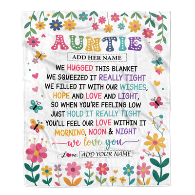 Personalized Gifts For Auntie From Niece Nephew Blanket We Hugged This Blanket Floral Presents Birthday Gift For Auntie Gifts Customized Fleece Throw Blanket | siriusteestore