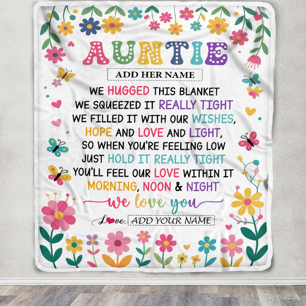 Personalized Gifts For Auntie From Niece Nephew Blanket We Hugged This Blanket Floral Presents Birthday Gift For Auntie Gifts Customized Fleece Throw Blanket | siriusteestore
