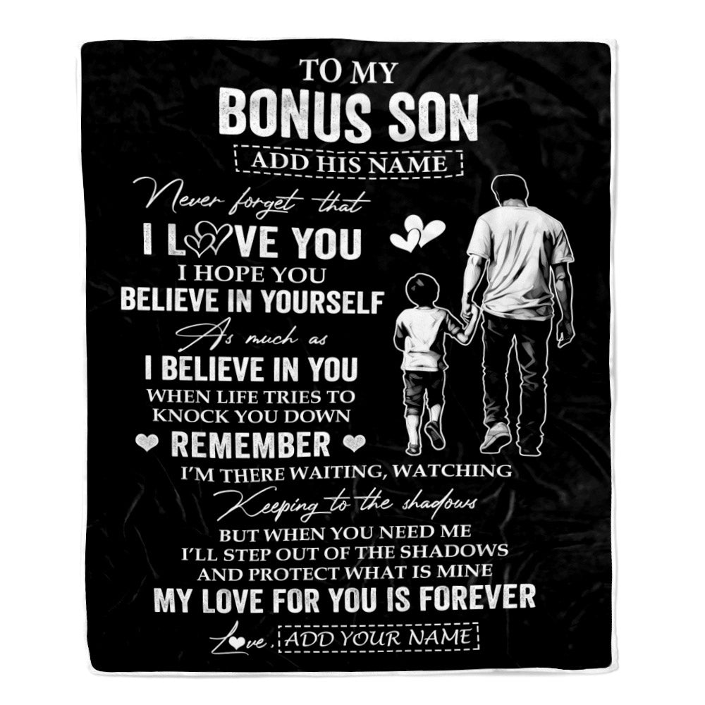 Personalized Gifts For Bonus Son Blanket From Stepfather Stepdad My Love For You Is Forever Stepson Birthday Gifts Graduation Christmas Custom Fleece Blanket | siriusteestore
