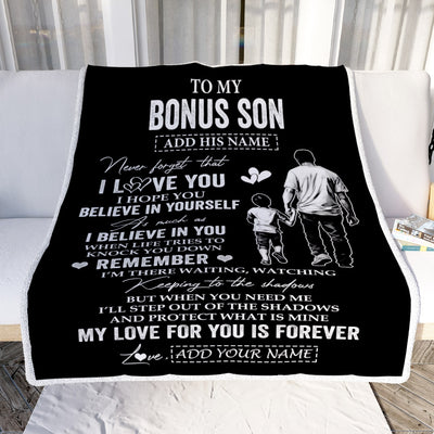 Personalized Gifts For Bonus Son Blanket From Stepfather Stepdad My Love For You Is Forever Stepson Birthday Gifts Graduation Christmas Custom Fleece Blanket | siriusteestore