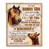 Personalized Gifts For Bonus Son Blanket From Stepmother Stepdad Horse My Love For You Is Forever Stepson Birthday Gifts Christmas Custom Fleece Blanket | siriusteestore