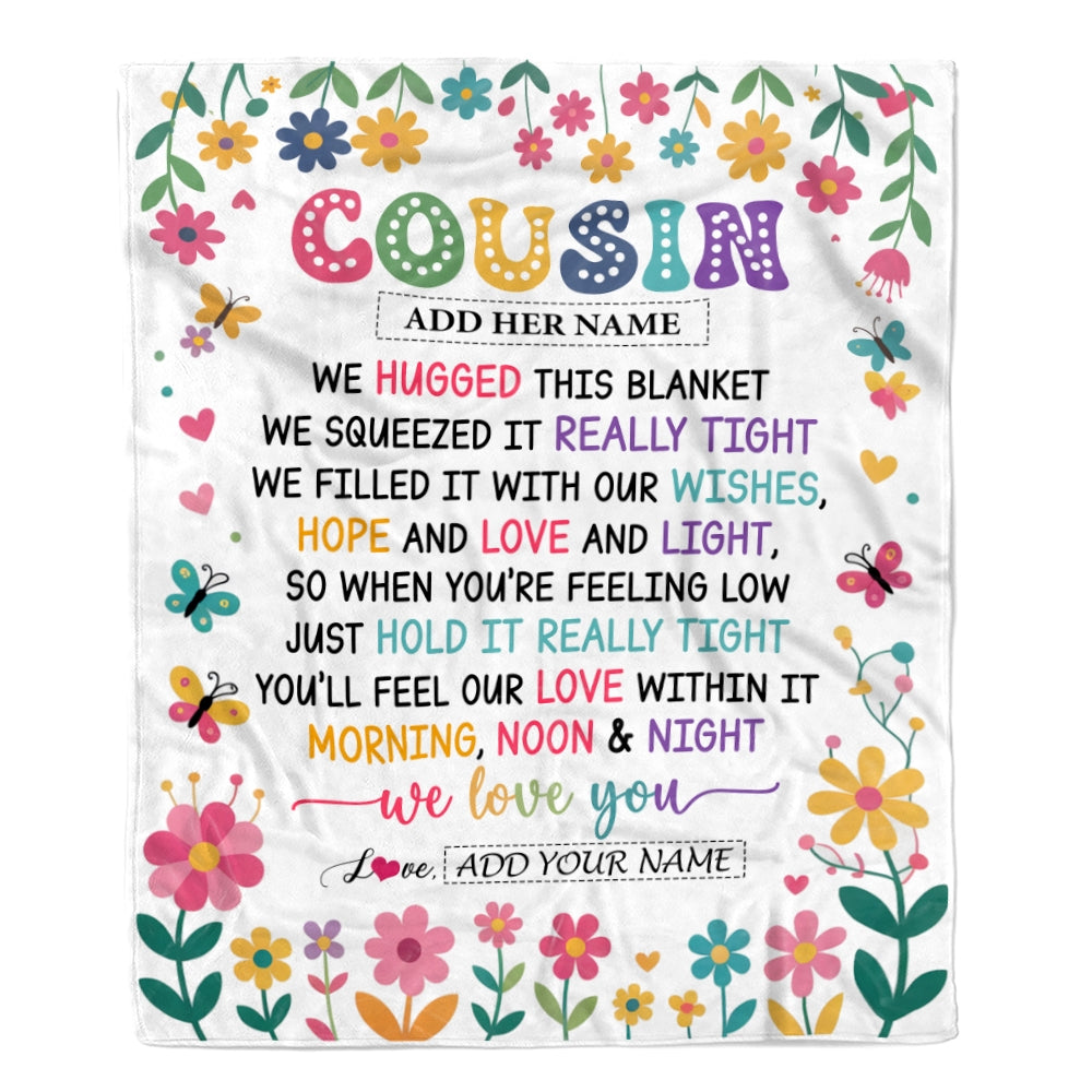 Personalized Gifts For Cousin From Family Blanket We Hugged This Blanket Floral Presents Birthday Gift For Cousin Gifts Customized Fleece Throw Blanket | siriusteestore