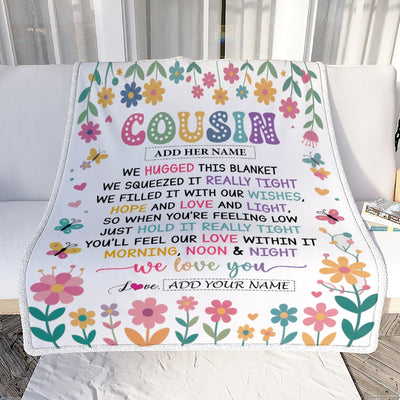Personalized Gifts For Cousin From Family Blanket We Hugged This Blanket Floral Presents Birthday Gift For Cousin Gifts Customized Fleece Throw Blanket | siriusteestore