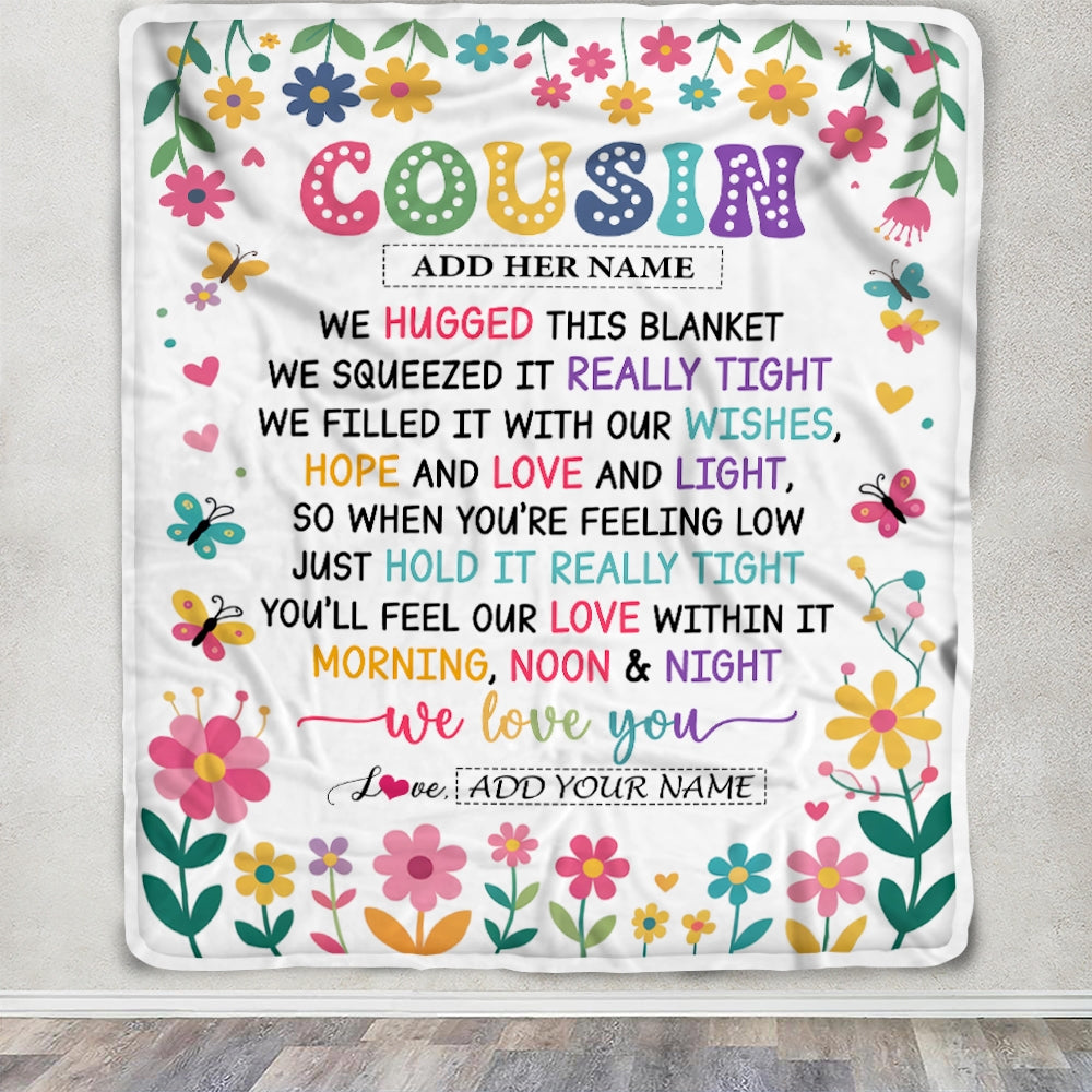 Personalized Gifts For Cousin From Family Blanket We Hugged This Blanket Floral Presents Birthday Gift For Cousin Gifts Customized Fleece Throw Blanket | siriusteestore