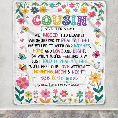 Personalized Gifts For Cousin From Family Blanket We Hugged This Blanket Floral Presents Birthday Gift For Cousin Gifts Customized Fleece Throw Blanket | siriusteestore