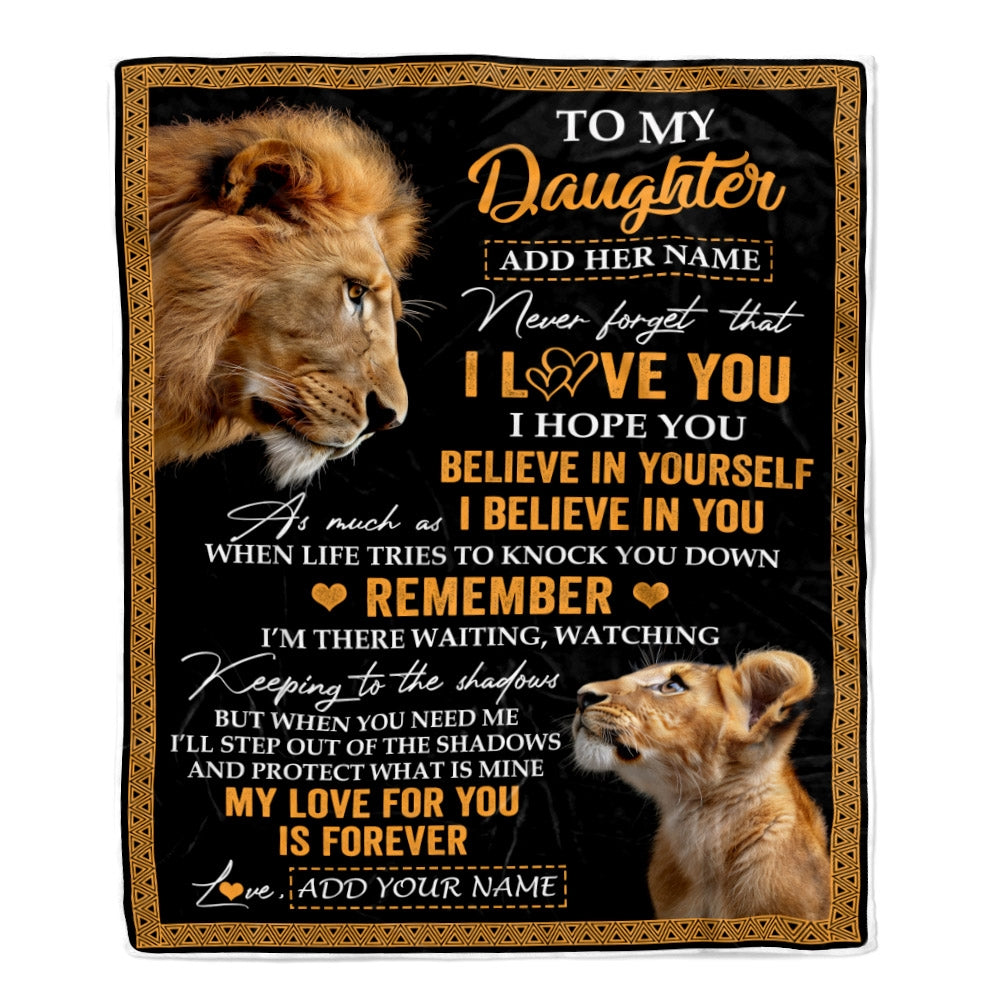 Personalized Gifts For Daughter Blanket From Dad Father Lion My Love For You Is Forever Daughter Birthday Gifts Christmas Custom Fleece Throw Blanket | siriusteestore