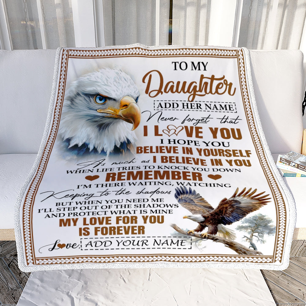Personalized Gifts For Daughter Blanket From Dad Mom Father Eagle My Love For You Is Forever Daughter Birthday Gifts Christmas Custom Fleece Throw Blanket | siriusteestore