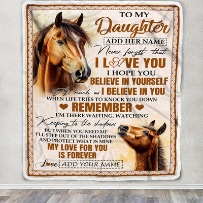 Personalized Gifts For Daughter Blanket From Dad Mom Father Horse My Love For You Is Forever Daughter Birthday Gifts Christmas Custom Fleece Throw Blanket | siriusteestore