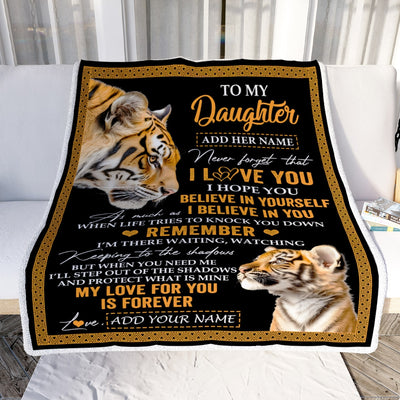 Personalized Gifts For Daughter Blanket From Dad Mom Father Tiger My Love For You Is Forever Daughter Birthday Gifts Christmas Custom Fleece Throw Blanket | siriusteestore