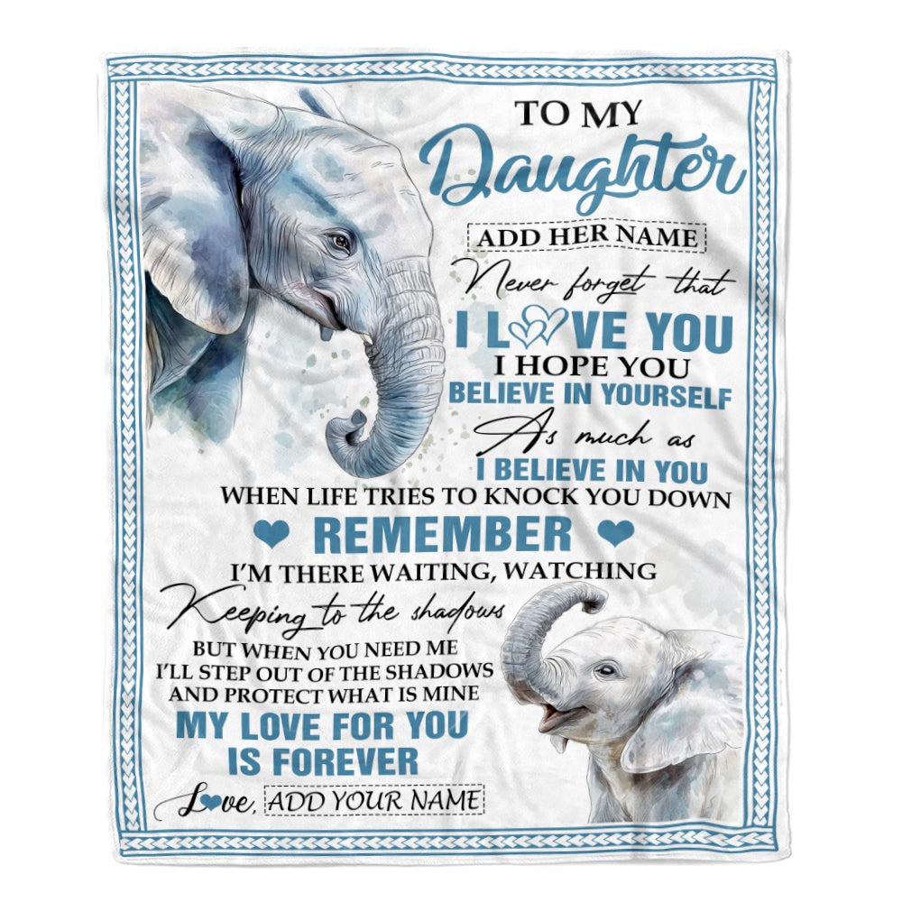 Personalized Gifts For Daughter Blanket From Mom Dad Mother Elephant My Love For You Is Forever Daughter Birthday Gifts Christmas Custom Fleece Blanket | siriusteestore