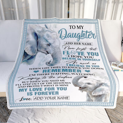 Personalized Gifts For Daughter Blanket From Mom Dad Mother Elephant My Love For You Is Forever Daughter Birthday Gifts Christmas Custom Fleece Blanket | siriusteestore