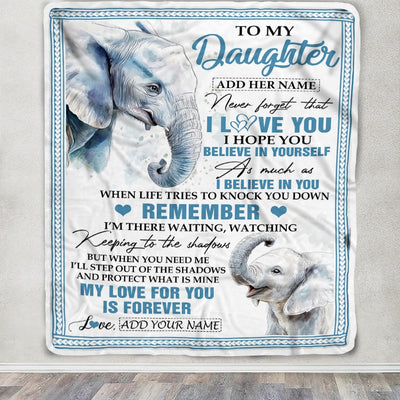 Personalized Gifts For Daughter Blanket From Mom Dad Mother Elephant My Love For You Is Forever Daughter Birthday Gifts Christmas Custom Fleece Blanket | siriusteestore