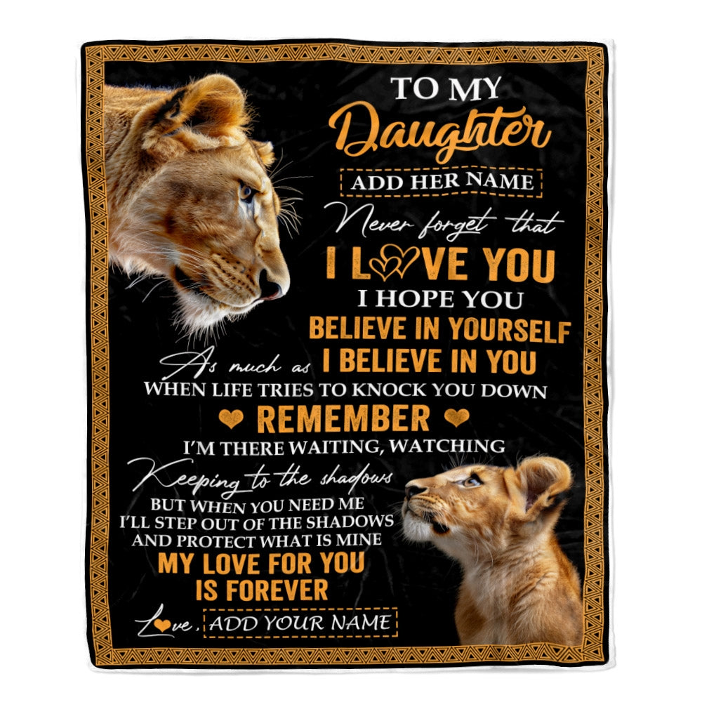 Personalized Gifts For Daughter Blanket From Mom Mother Lion My Love For You Is Forever Daughter Birthday Gifts Christmas Custom Fleece Throw Blanket | siriusteestore