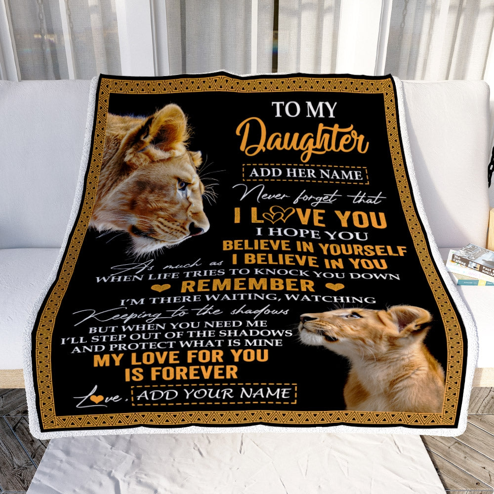Personalized Gifts For Daughter Blanket From Mom Mother Lion My Love For You Is Forever Daughter Birthday Gifts Christmas Custom Fleece Throw Blanket | siriusteestore