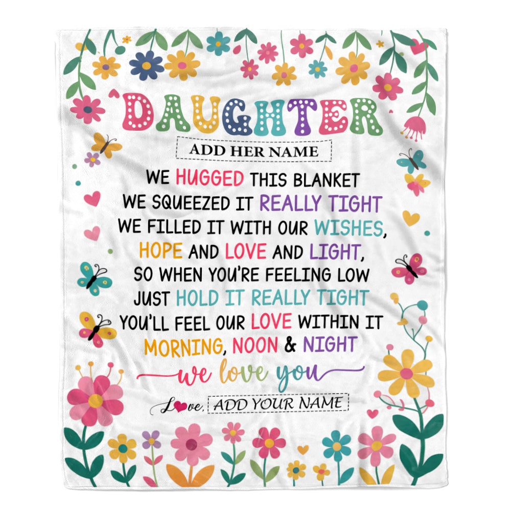 Personalized Gifts For Daughter From Mom Dad Blanket We Hugged This Blanket Floral Presents Birthday Gift For Daughter Gifts Customized Fleece Throw Blanket | siriusteestore