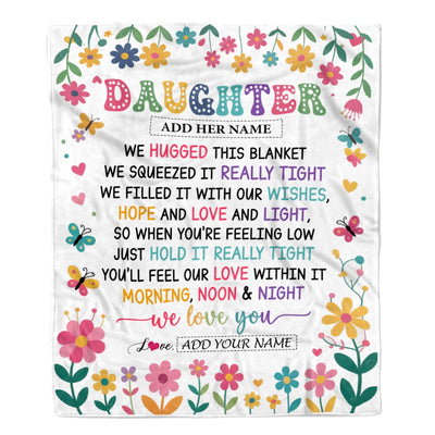 Personalized Gifts For Daughter From Mom Dad Blanket We Hugged This Blanket Floral Presents Birthday Gift For Daughter Gifts Customized Fleece Throw Blanket | siriusteestore