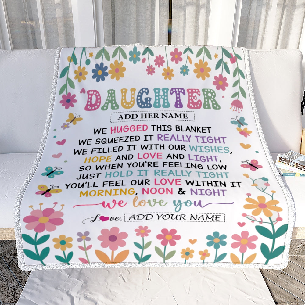 Personalized Gifts For Daughter From Mom Dad Blanket We Hugged This Blanket Floral Presents Birthday Gift For Daughter Gifts Customized Fleece Throw Blanket | siriusteestore