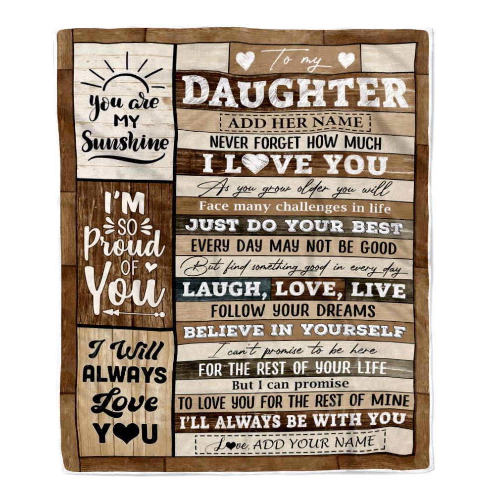 Personalized Gifts For Daughter From Mom Dad Mother Blanket Wood Love You Mothers Day Daughter Gifts Birthday Graduation Christmas Customized Fleece Blanket | siriusteestore